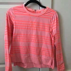 lululemon striped, bright pink long sleeve rash guard